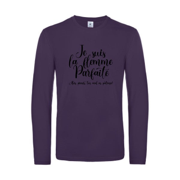 la flemme parfaite - t shirt- manches- longues- original- humour- Urban Purple impression Face