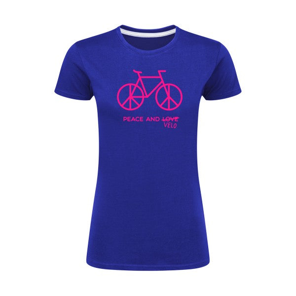 Peace and vélo Rose Fluo |T shirt original femme|SG