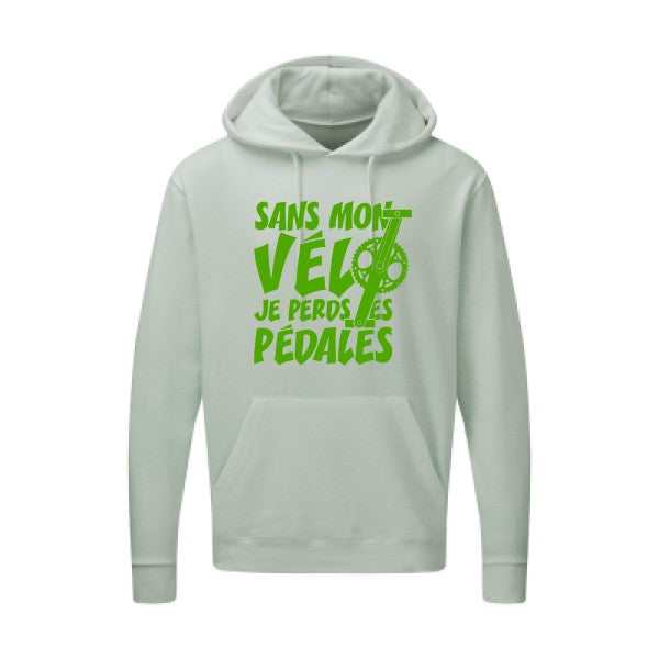 Sans mon vélo, je perds les pédales ! |Sweat  capuche humoristique Vert pomme 