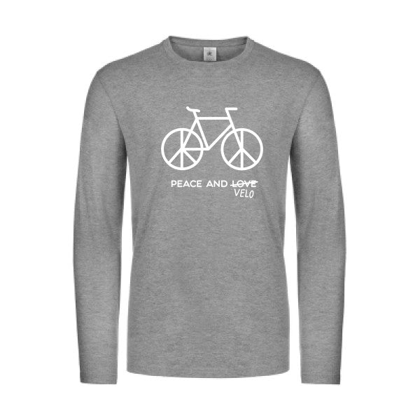 peace and velo - t shirt- manches- longues- original- humour- Sport Grey impression Face
