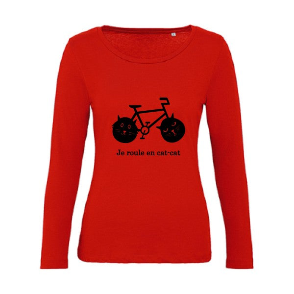 cat-cat bike Noir |   T shirt manches longues femme|100% bio