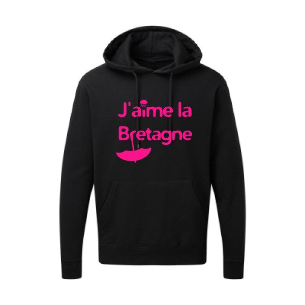 J'aime la Bretagne |Sweat  capuche humoristique Rose fluo 