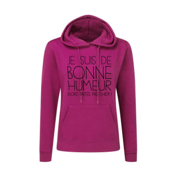 BONNE HUMEUR Noir |Sweat original à capuche Femme