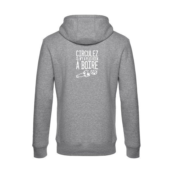 Circulez-il-n-y-a-plus-rien-a-boire sweat shirt original Heather Grey flex Blanc impression Dos