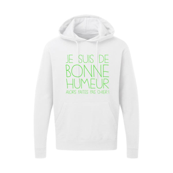 BONNE HUMEUR Vert fluo |Sweat capuche imprimé homme