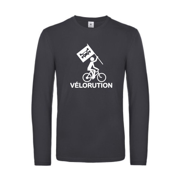 velorution - t shirt- manches- longues- original- humour- Dark Grey impression Face