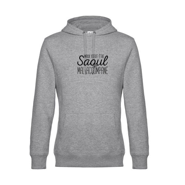 Maux-vieut-etre-Saoul sweat shirt original Heather Grey flex Noir impression Face