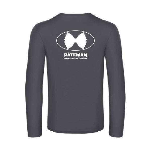 pateman - t shirt- manches- longues- original- humour- Dark Grey impression Dos