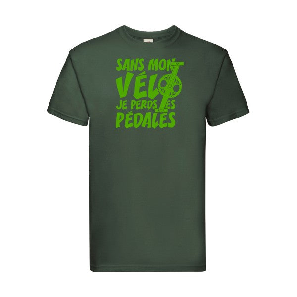 T-shirt|Sans mon vélo, je perds les pédales ! |Vert pomme|Fruit of the loom 205  G