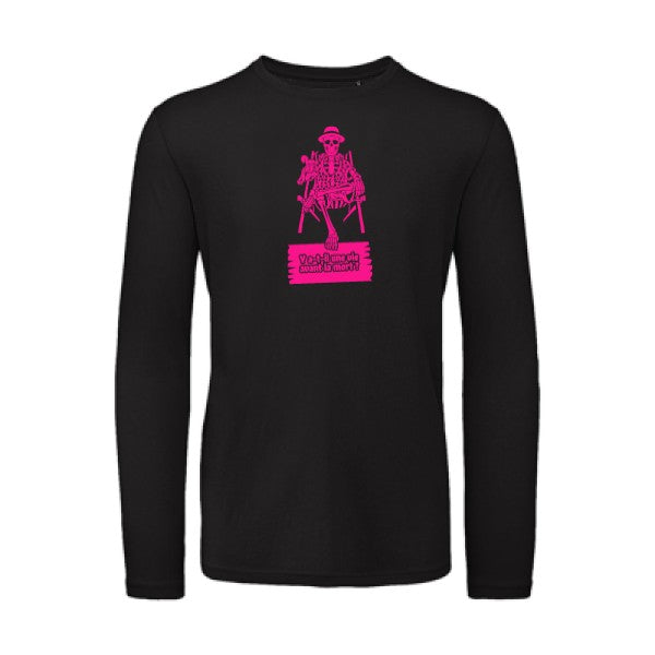 Y a-t-il une vie avant la mort ? Rose Fluo |T shirt bio homme rigolo manches longues