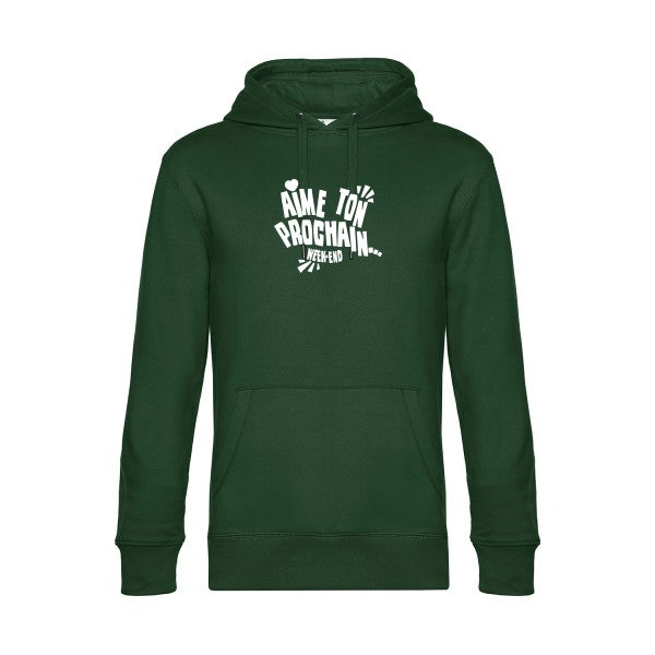 Aime-ton-prochain sweat shirt original Bottle Green flex Blanc impression Face