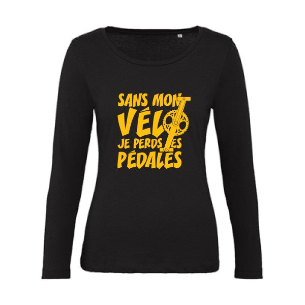 Sans mon vÃ©lo, je perds les pÃ©dales ! jaune Or |   T shirt manches longues femme|100% bio