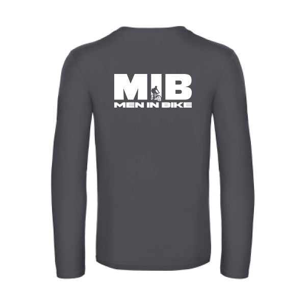men in bike - t shirt- manches- longues- original- humour- Dark Grey impression Dos