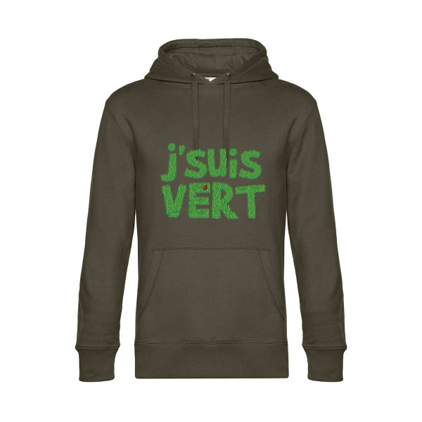 J-suis-vert- Sweat à capuche original Khaki - RueDuTeeshirt