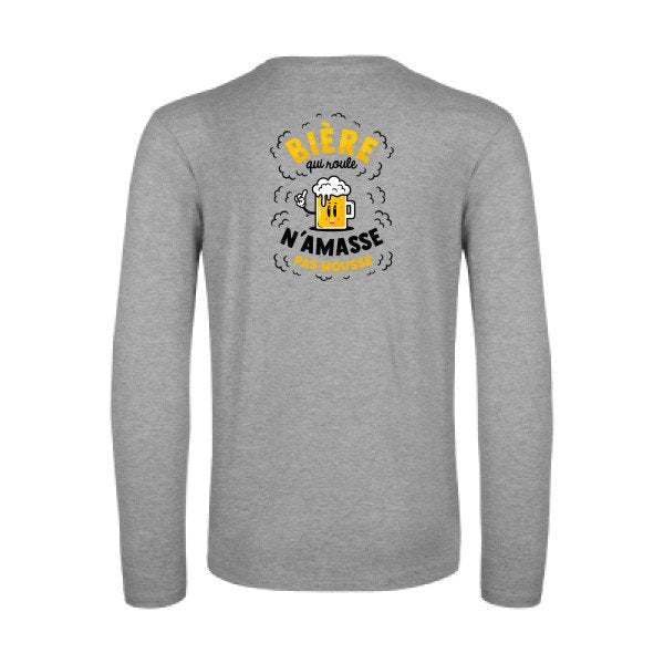 biere-qui-roule-t-shirt-manches-longues-original-humour -Sport Grey