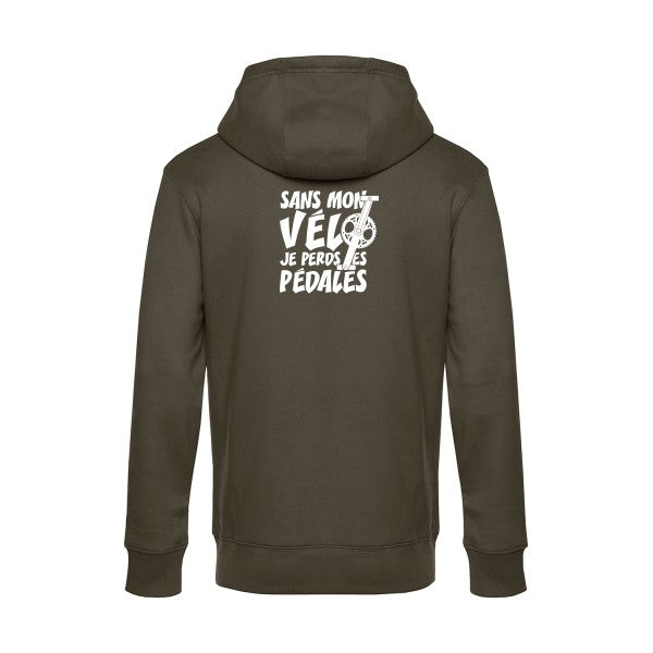 Sans-mon-velo-je-perds-les-pedales sweat shirt original Khaki flex Blanc impression Dos
