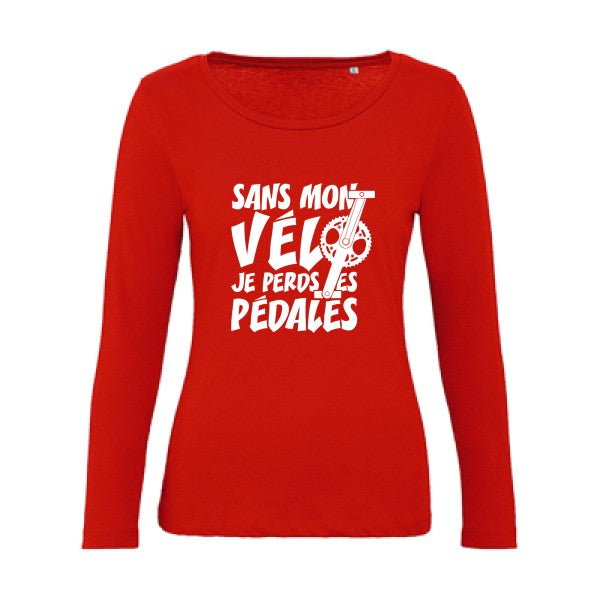 Sans mon vÃ©lo, je perds les pÃ©dales ! Blanc |   T shirt manches longues femme|100% bio