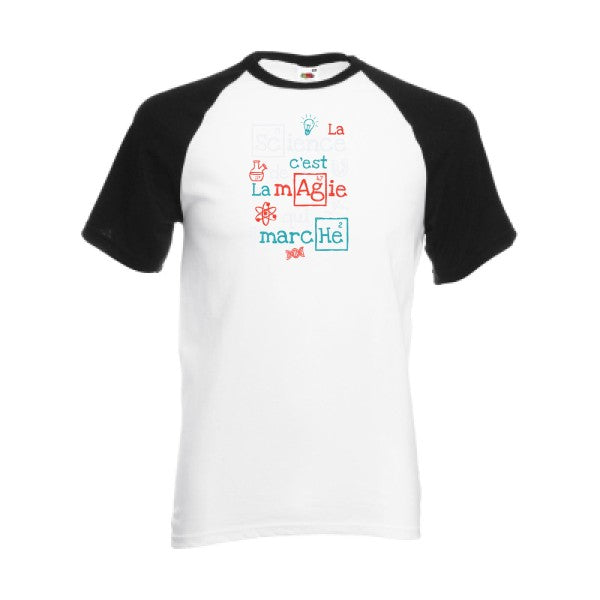 T-shirt fruit of the loom baseball  couleur White/Black