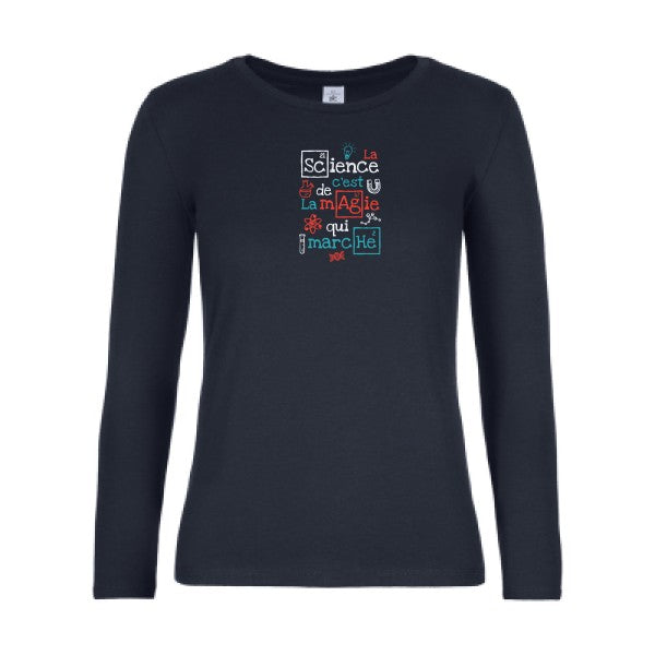 t-shirt lsl femme humour-et-Science-B&C-E190-LSL-women--T-shirt-femme-manches-longues Navy flex 