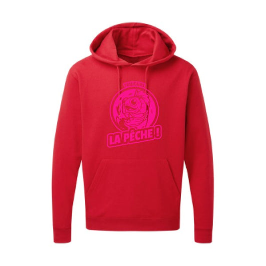 Toujours la pêche ! |Sweat  capuche humoristique Rose fluo 