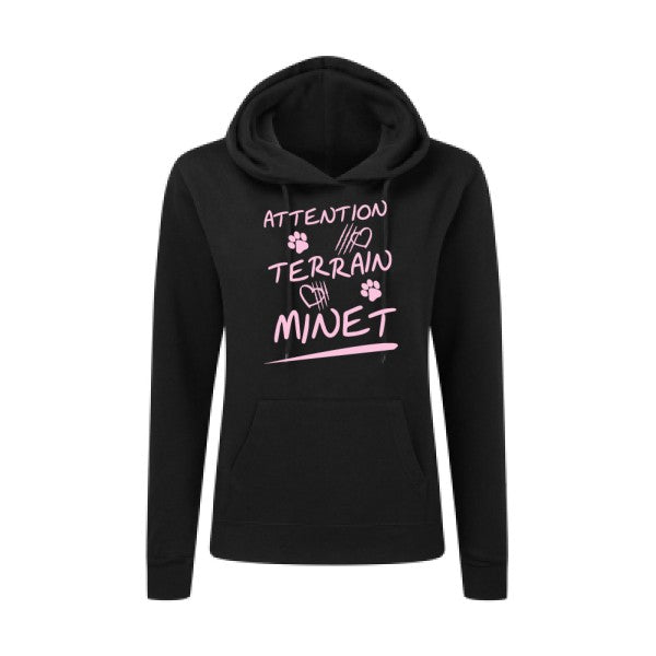 Attention Terrain Minet Rose |Sweat original à capuche Femme