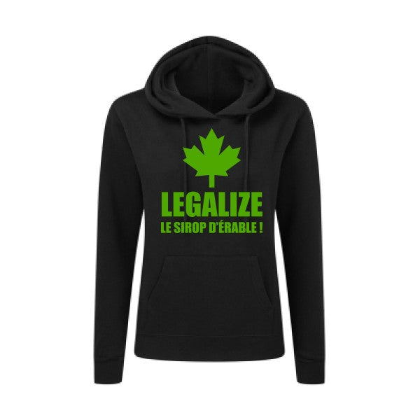 Legalize le sirop d'érable Vert pomme |Sweat original à capuche Femme