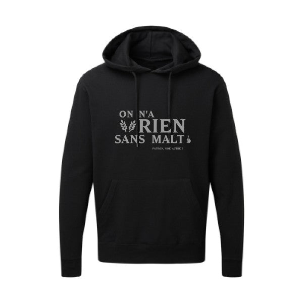 On n'a rien sans malt |Sweat  capuche humoristique Gris 