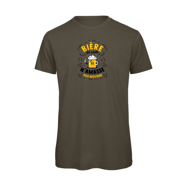 T-shirt humour original Biere Qui Roule T Shirt couleur Khaki Green