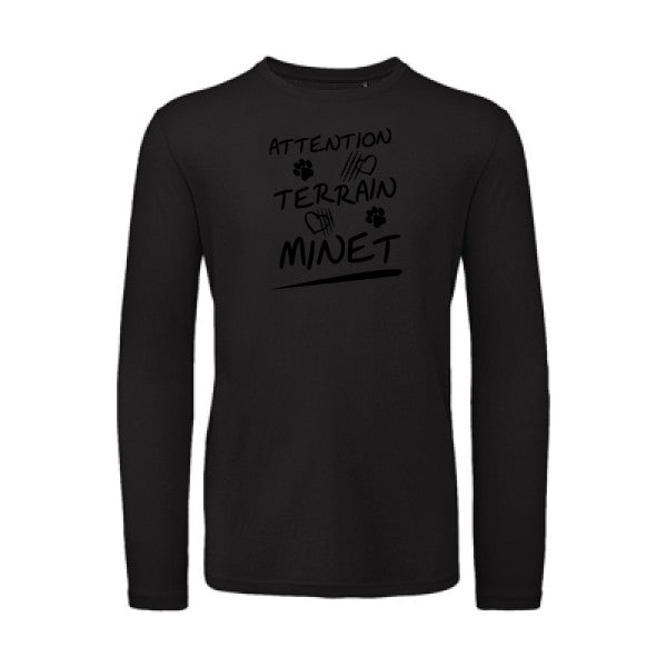 Attention Terrain Minet Noir |T-shirt bio manches longues