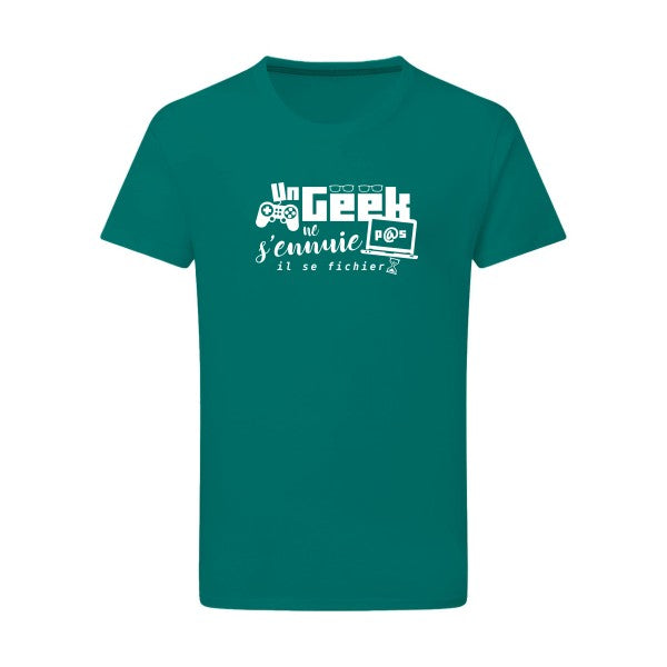 Un geek ne s'ennuie pas - Flex Blanc Tshirt original Emerald Green  2XL