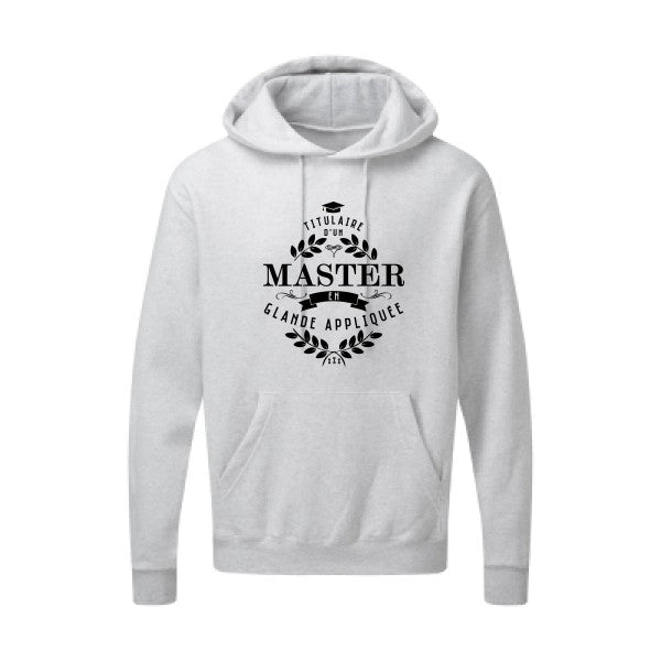 Master en glande appliquée Noir |Sweat capuche imprimé homme