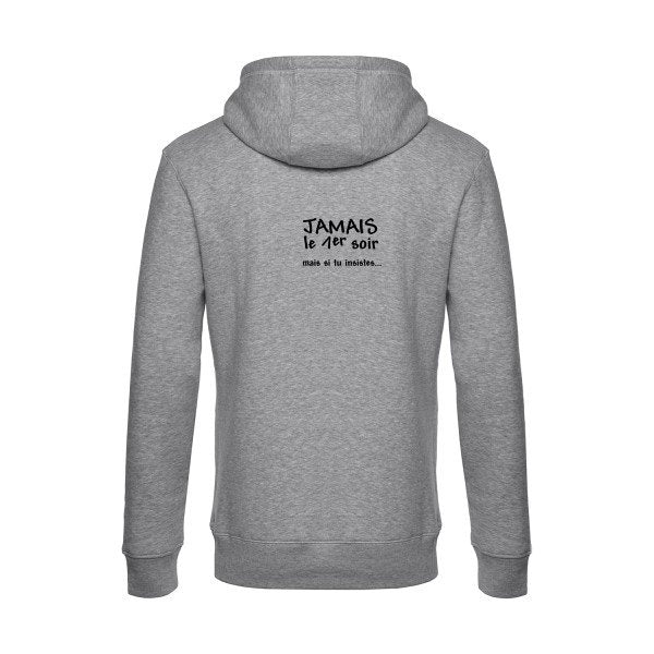 JAMAIS... sweat shirt original Heather Grey flex Noir impression Dos