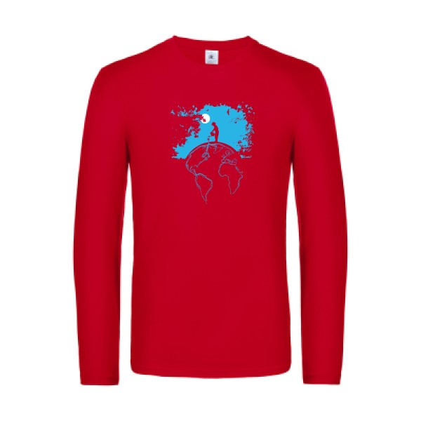 terre-t-shirt-manches-longues-original-humour -Red