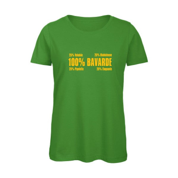 T shirt humour bio femme   femme bio|  Bavarde jaune Or 