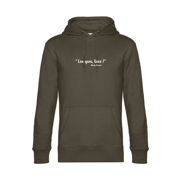 Les-gars-lisez sweat shirt original Khaki flex Blanc impression Face
