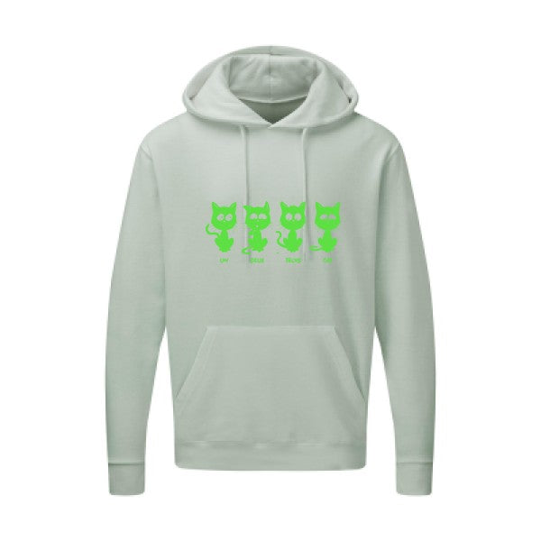 un deux trois cat Vert fluo |Sweat capuche imprimé homme