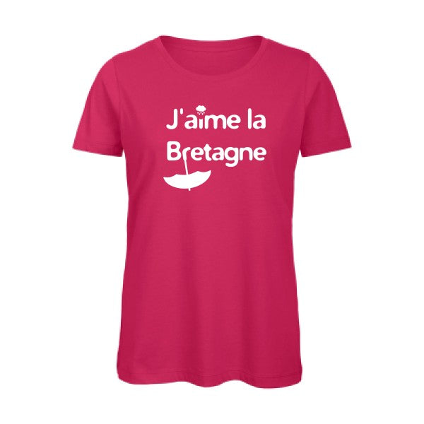 T shirt humour bio femme   femme bio|J'aime la Bretagne Blanc 