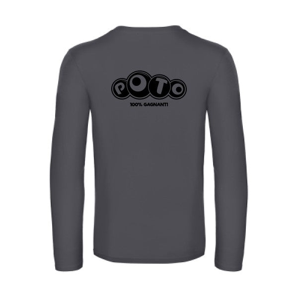 poto - t shirt- manches- longues- original- humour- Dark Grey impression Dos