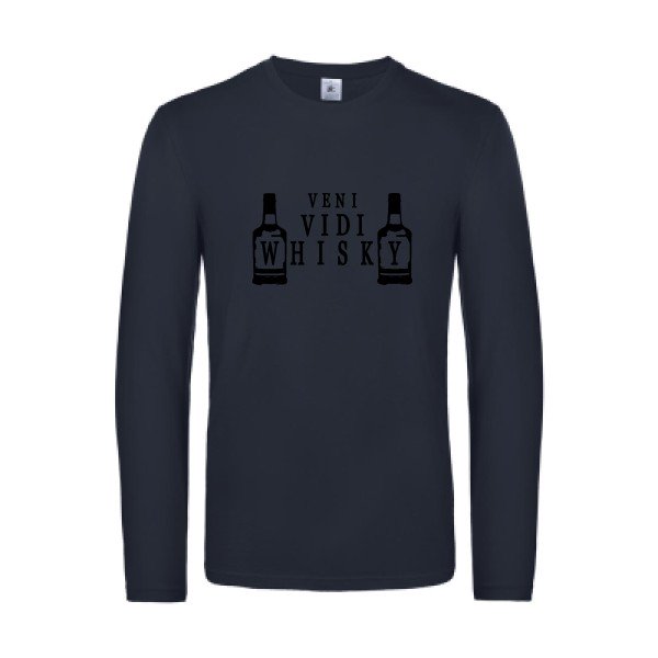 veni vidi whisky - t shirt- manches- longues- original- humour- Navy impression Face