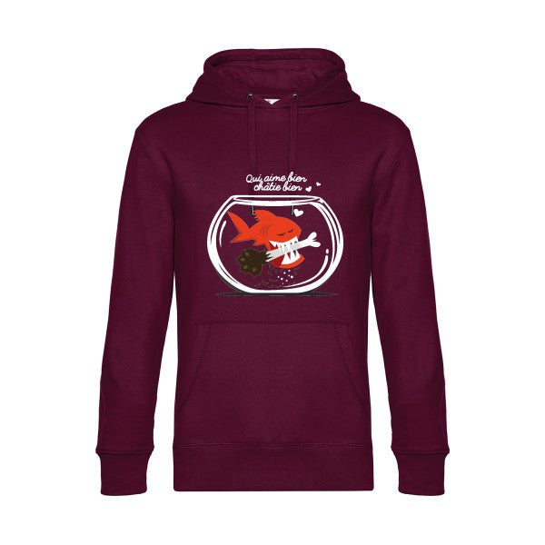 Qui-aime-bien-chatie-bien- Sweat à capuche original Burgundy - RueDuTeeshirt