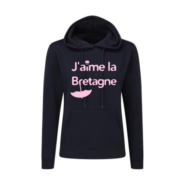 J'aime la Bretagne Rose |Sweat original à capuche Femme