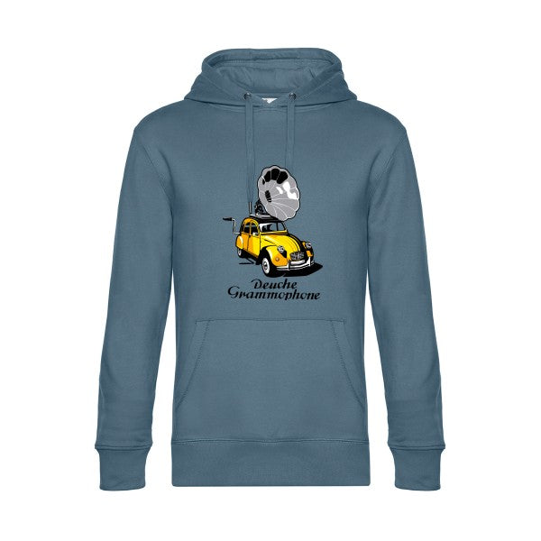 Deuche-Grammophone-3- Sweat à capuche original nordic blue - RueDuTeeshirt