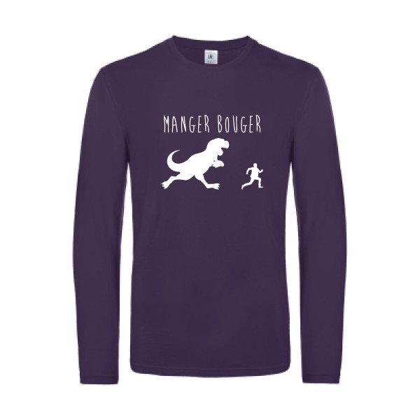manger bouger - t shirt- manches- longues- original- humour- Urban Purple impression Face