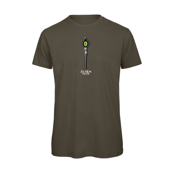 T-shirt humour original Alien Inside T Shirt couleur Khaki Green