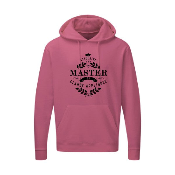 Master en glande appliquée Noir |Sweat capuche imprimé homme