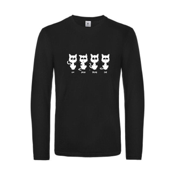 un deux trois cat - t shirt- manches- longues- original- humour- Black impression Face
