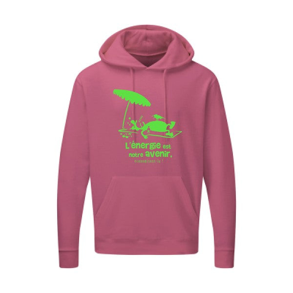 l'énergie est notre avenir Vert fluo |Sweat capuche imprimé homme