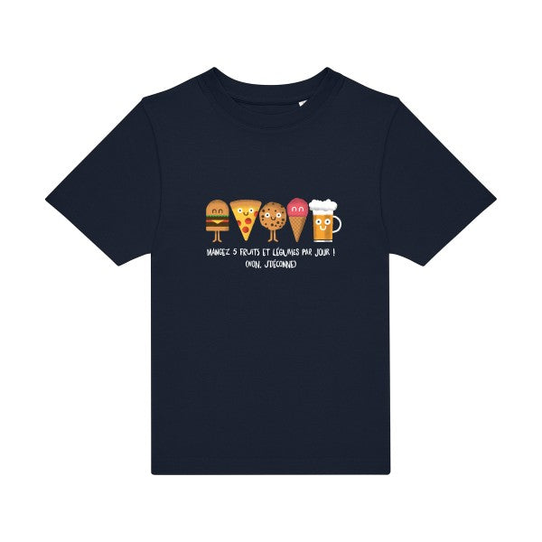 t-shirt humour enfant -5-fruits-et-legumes- couleur  Navy-