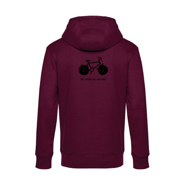 cat-cat-bike sweat shirt original Burgundy flex Noir impression Dos