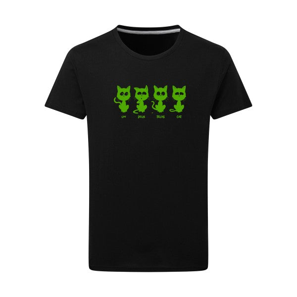 un deux trois cat - Flex Vert pomme Tshirt original Dark Black  4XL